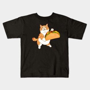 Funny Chubby Foodie Fast Food Lover Taco Cat Kids T-Shirt